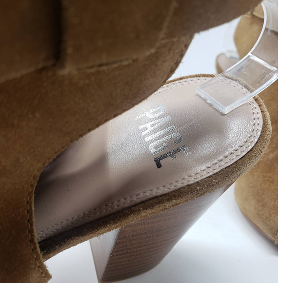 Paige Mimi Brown Suede Block Heel peep toe Sandal - Picture 5 of 9